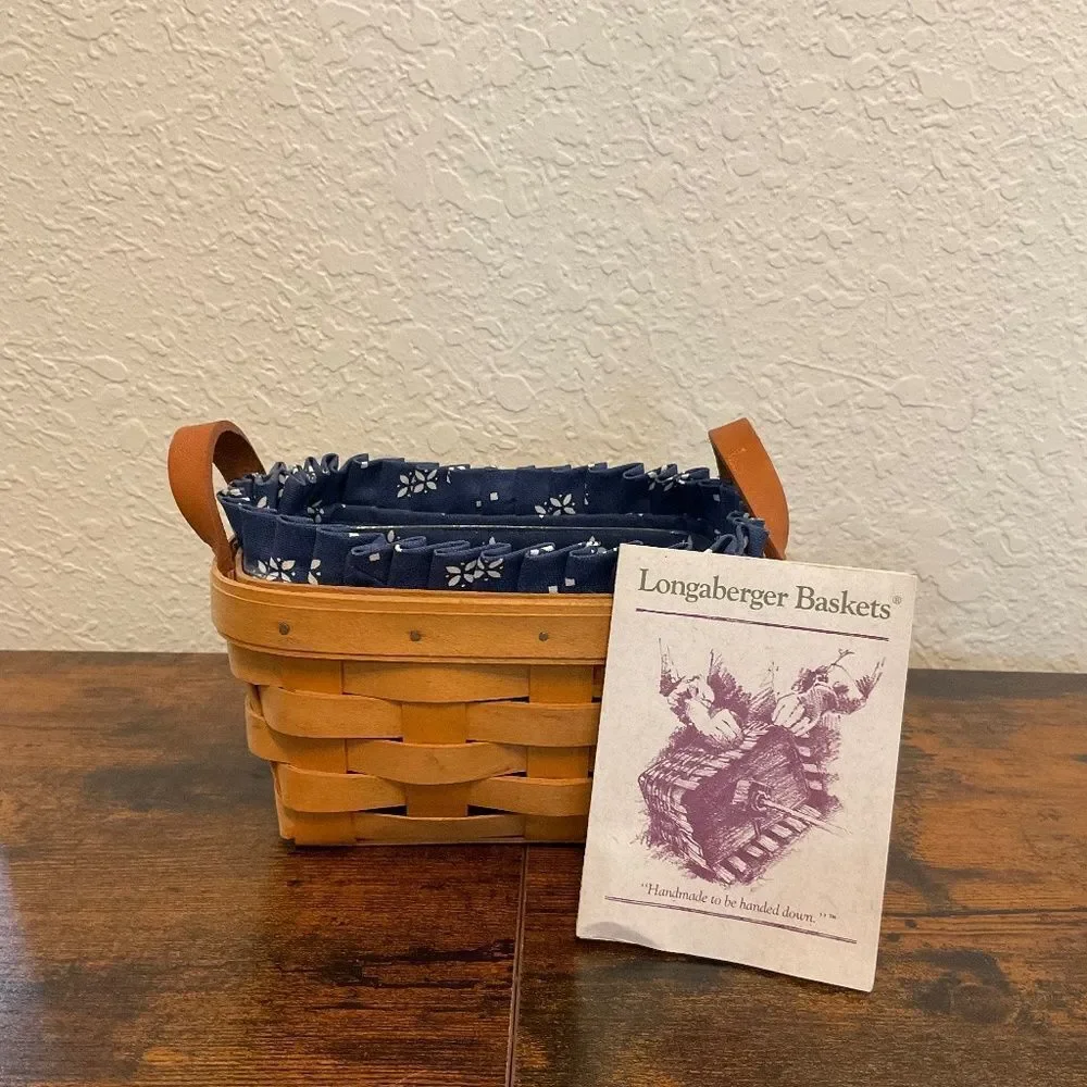 Vintage Longaburger Small Handwoven Cottage Core Leather Handle Tea Basket 1996